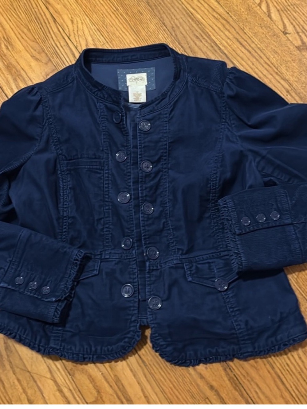 Navy Blue Corduroy Anthropologie Jacket